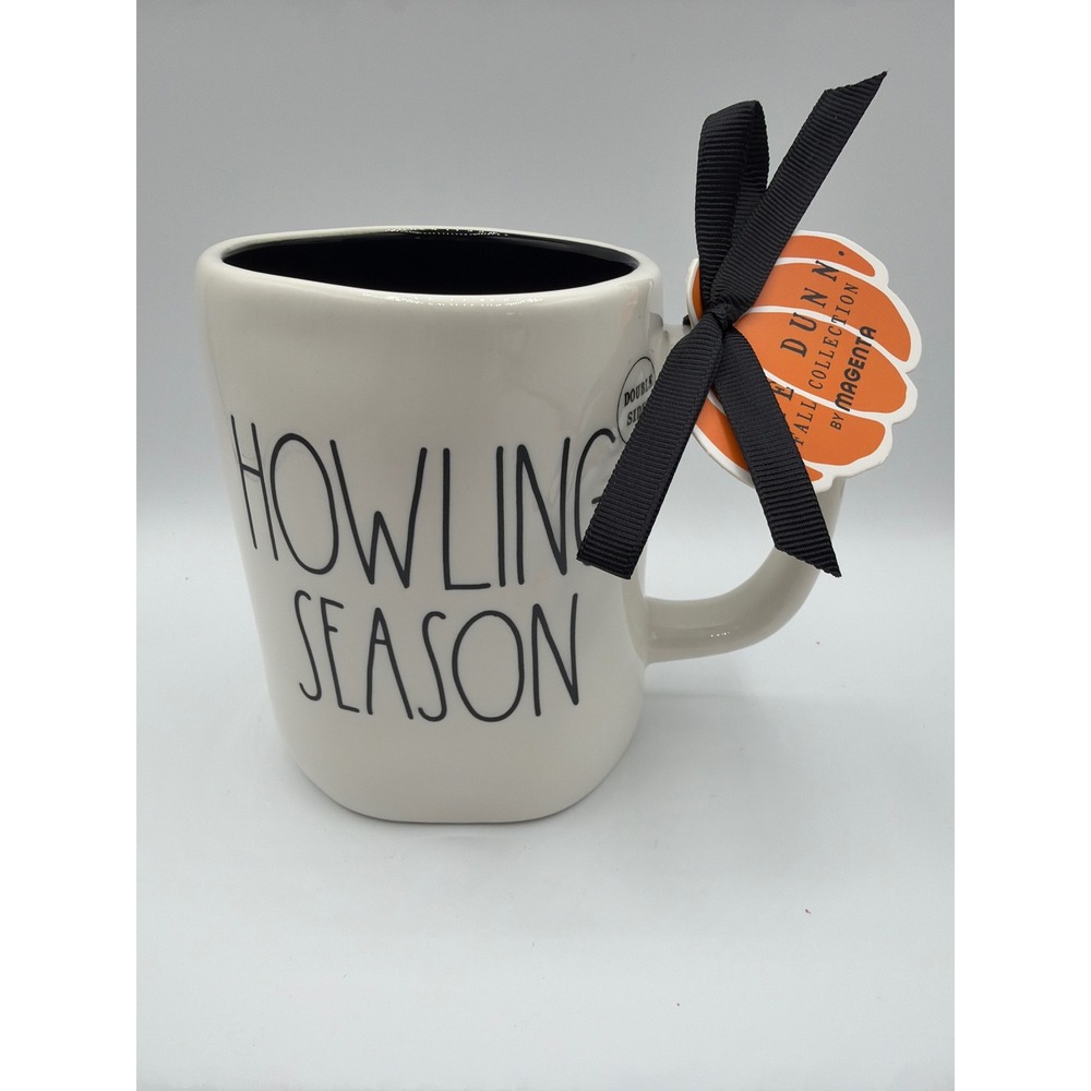 Rae Dunn Howling Season Halloween Ghost Dog Mug Double Sided NWT Magenta